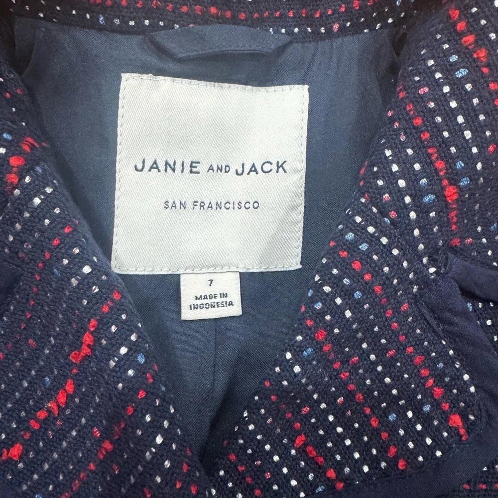 Janie and Jack Striped Navy Pea Coat
